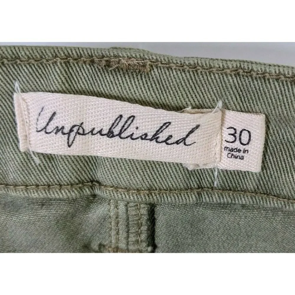 Anthropologie Unpublished Green‎ Denim Jean Mini Skirt Size 30 Pockets